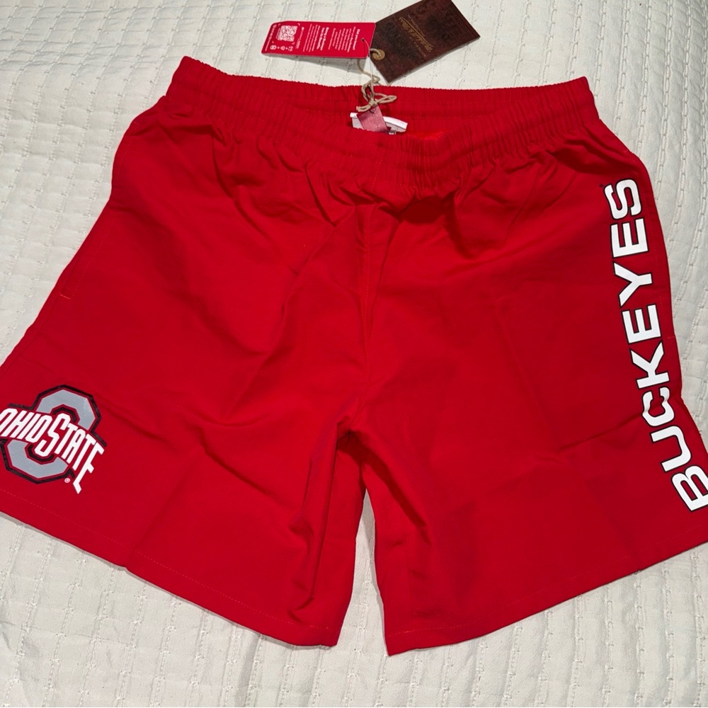 New Mitchell & Ness Mens NCAA Ohio State Buckeyes Game Day Shorts. Small‎